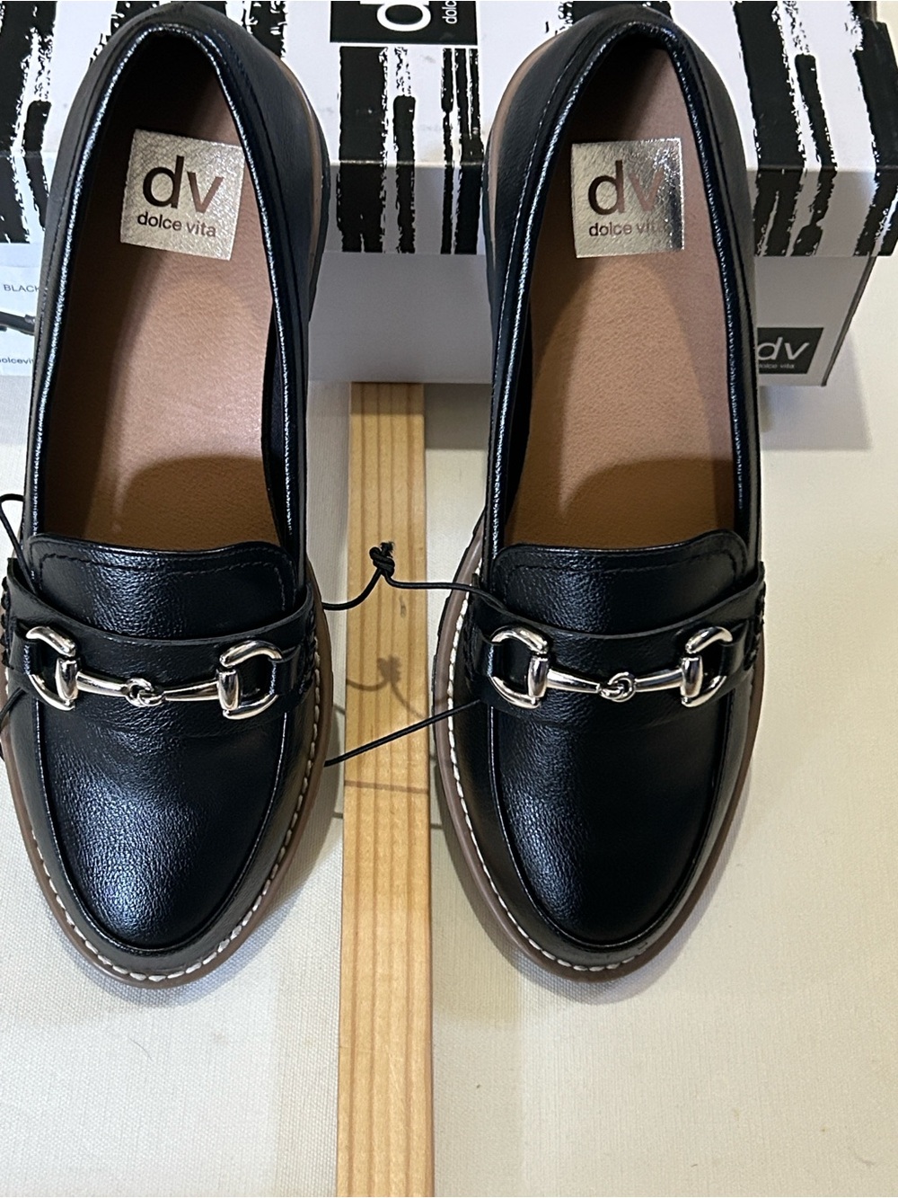 Dolce Vita Black Leather Horsebit Loafers for Women